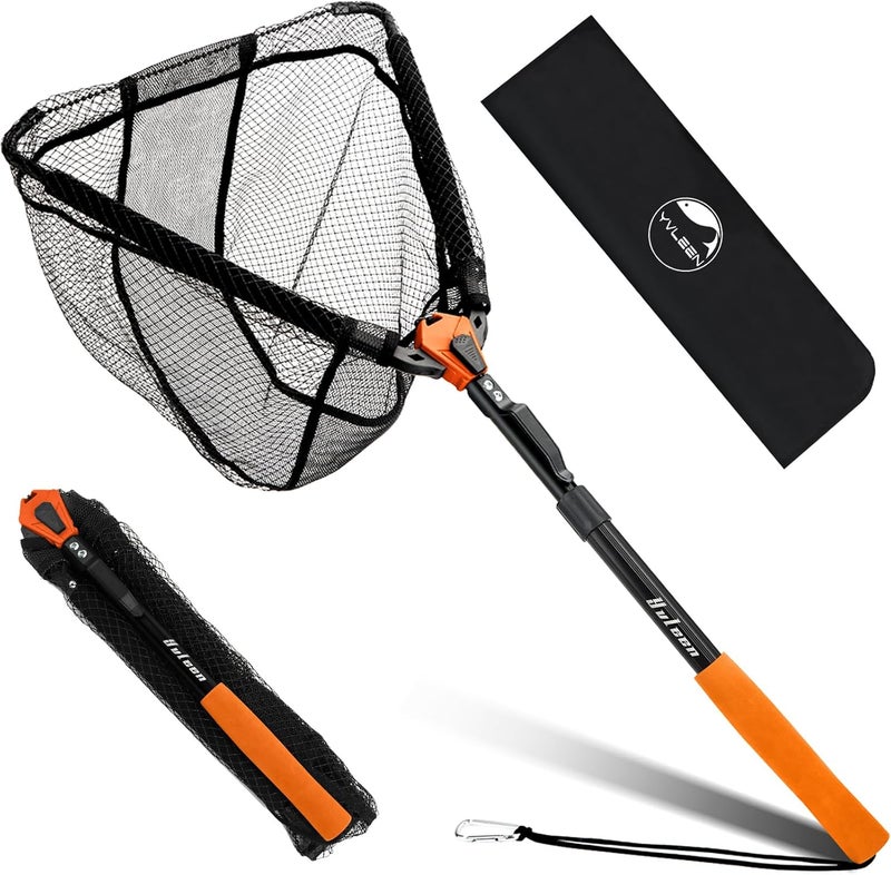 YVLEEN Floating Fishing Net Fish Landing Net - Upgraded Design Foldable & Lightweight Freshwater Fishing Landing Net, Ultra-Thin Rubber Fish Net Easy Catch and Release, Fishing Gifts for Men - Image 1